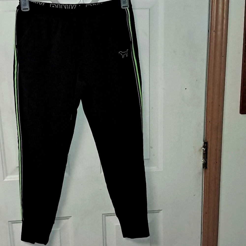 Pink VS Campus Skinny Woman's Small Joggers. Black/ Neon 2015